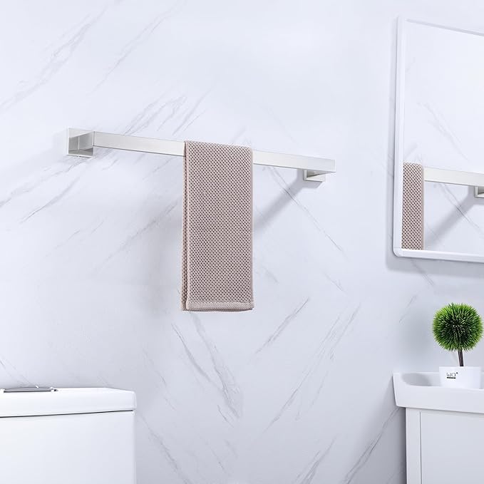 LANC 32-Inche Long Towel Bars for Bathroom Wall Mounted Brushed Nickel Bath Towel Racks Stainless Steel 80CM Towel Rails Square Towel Holder Rods Total-33.5” Towel Hanger, A8804BN-8P1