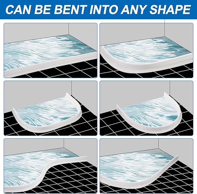 uxcell 39" Collapsible Shower Barrier Stopper 3" High Self-Adhesive Shower Water Splash Guard Blocker for Bathroom Kitchen Wet and Dry Separation, Transparent (Hollow, Triangle)
