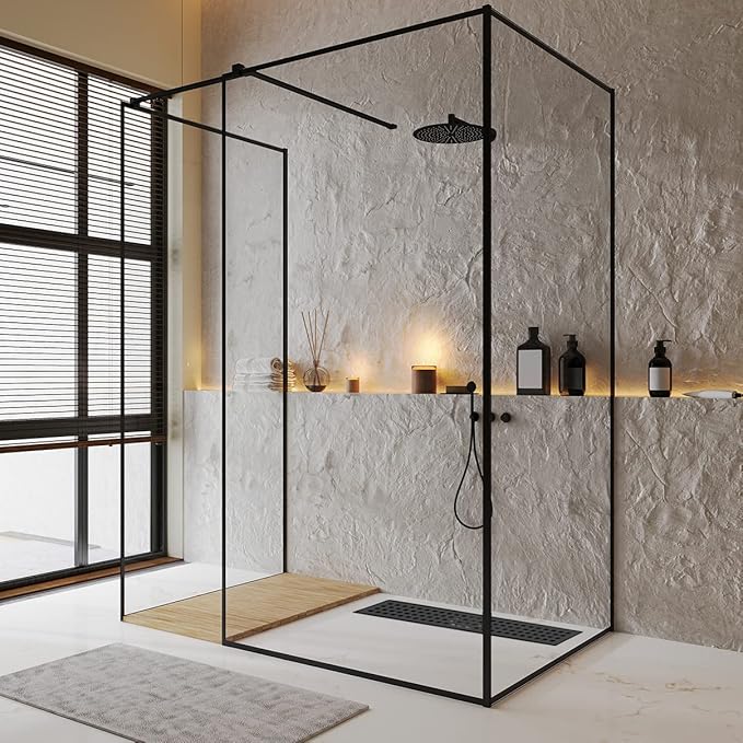 12 Inch Black Rectangular Shower Drain with Removable Quadrato Pattern Cover Grate Accessories and SUS304 Stainless Steel CUPC Certificate (12 inch)