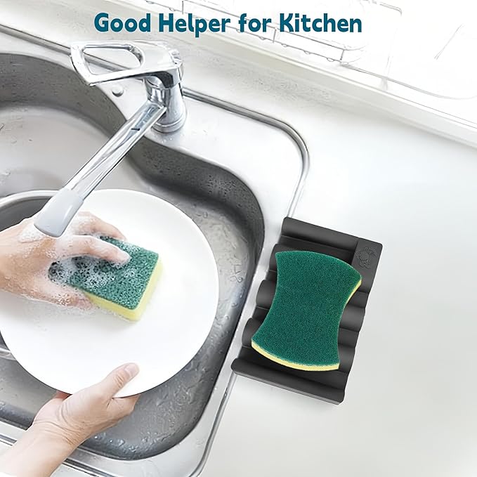 Silicone Soap Dish,Self Draining Soap Holder Perfect for Shower,Bathroom Sink,Kitchen Sink & Travel,Non-Slip Bar Soap Holder Extend Soap Life,Keep Soap Bars Dry Clean (Black-2Pcs)
