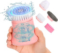 Electric Dish Washing Brush, Small Handheld Power Scrubber, Pink Cordless Cleaning Brushes kit, Gift for Woman, for Kitchen cleanup, Dishes/Plates/Sink, IP66 Waterproof Household Cleaning Supplies