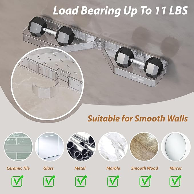Corner Shower Caddy, Wall Mounted Acrylic Shower Shelf with Adhesive Tapes,Drainage Holes,Adjustable Angles,No Drilling,Hanging Shower Storage Organizer for Bathroom Toilet Kitchen Organization