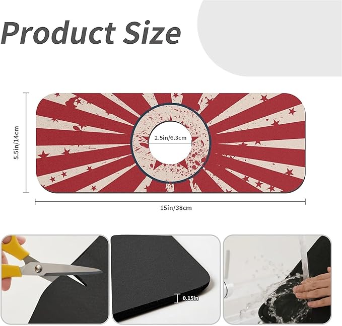 Faucet Draining Mat For Kitchen Sink, Star Stripes Flag Usa Diatom Mud Absorbent Drain Pad For Bathroom Kitchen Sink Splash Guard Drying Mat