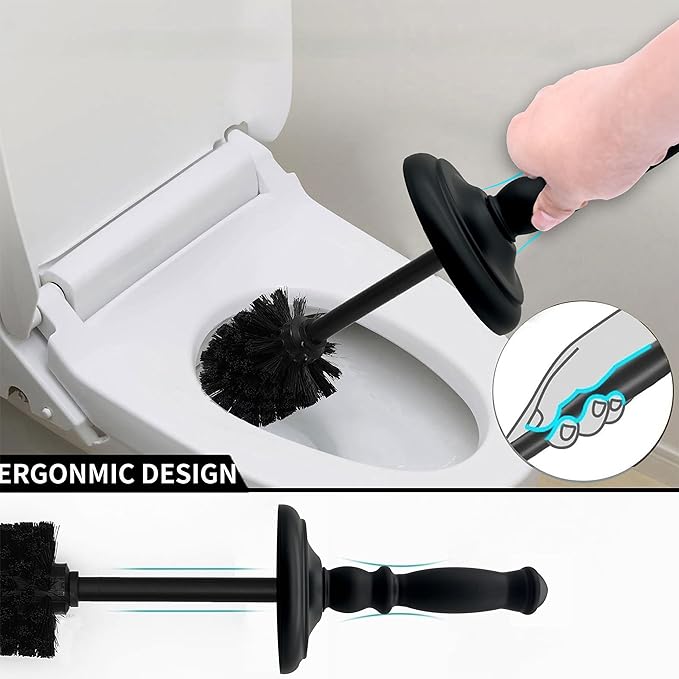 Metal Toilet Bowl Brush with Holder Premium Bathroom Cleaning Set Rustproof Hygienic Durable Elegant Finish
