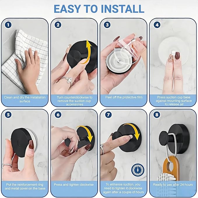 WZW&CLC Suction Cup Hooks for Shower, Stainless Steel Heavy Duty Hanger, Waterproof Removable Towel Hooks for Kitchen, Bathroom, Mirror, Wall, Glass (2, Gold)