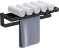 TNOMS Matte Black Double Towel Bar,Towel Racks for Bathroom 23.6-inch Towel Holder Stainless Steel Wall-Mounted Bathroom Hardware Accessories
