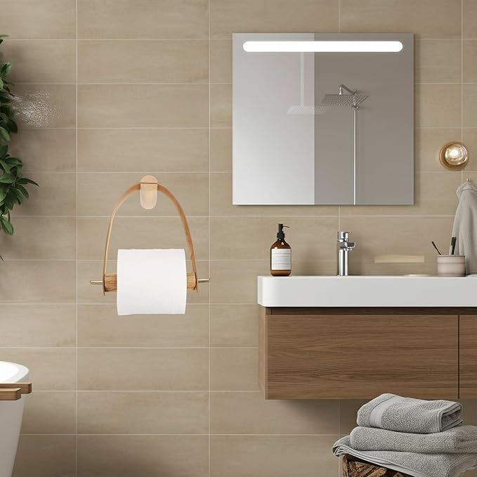 uxcell Toilet Paper Holder Wall Mounted Toilet Tissue Holder with Self-Adhesive Seamless Screw for Bathroom Washroom,Brown