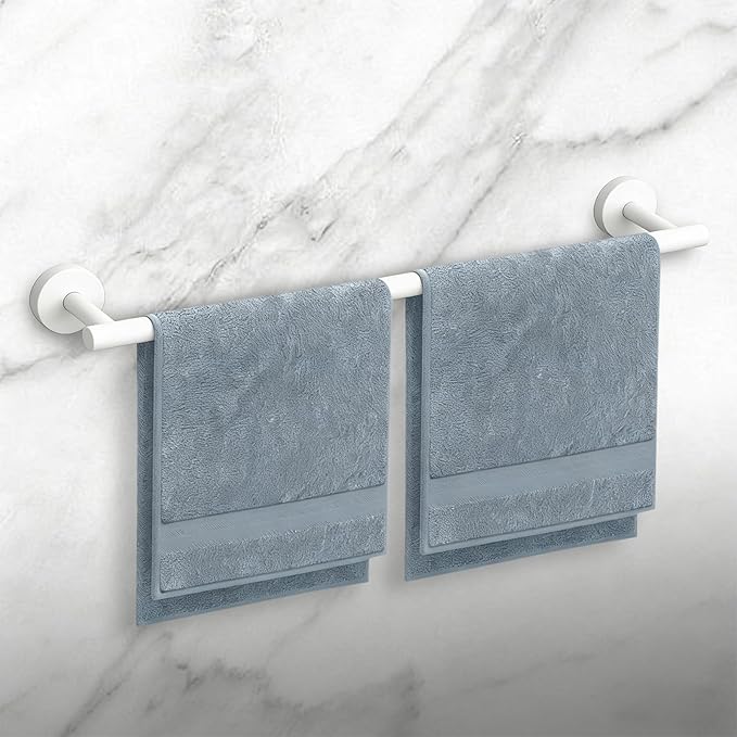 Newfun 24 Inch White Bathroom Towel Holder, 2Pcs Towel Racks for Bathroom Rod Classic SUS304 Stainless Steel Bathroom Towel Holder Wall Mounted