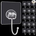 DKHDBD Large Adhesive Hooks, 16-Pack Hold 33lb(Max) Heavy Duty Sticky Hooks, Waterproof Transparent Hooks for Hanging, Self-Adhesive Traceless Clear Wall Hooks to Use for Keys Robe & Towel