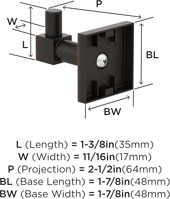 Amerock BH36070ORB | Oil Rubbed Bronze Single Robe Hook | 1-7/8 in. (48 mm) Length Towel Holder | Appoint | Towel Hook for Bathroom | Bathroom Hardware | Bath Accessories