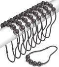 Shower Curtain Hooks Rust Proof (Set of 12) - Stainless Steel Shower Curtain Rings - Anti Slip Roller Balls for Easy Glide (Secure Lock Hooks, Bronze)