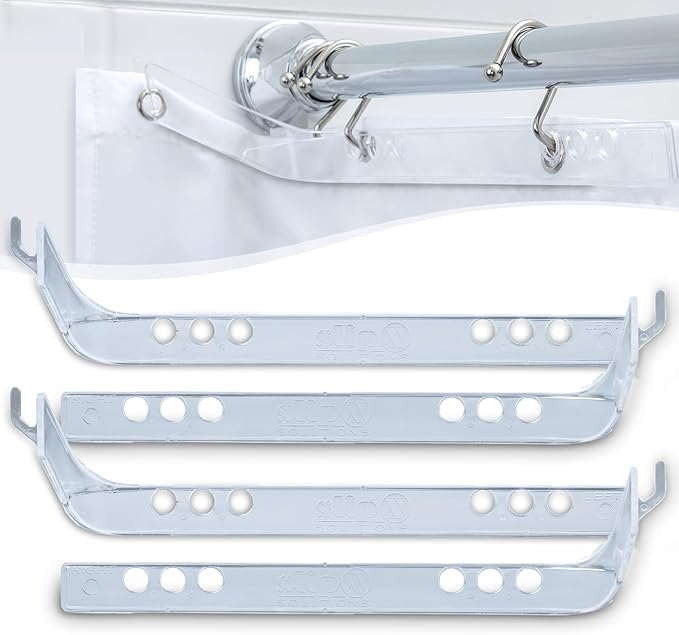 SlipX Solutions No Mess Splash Guard for Shower & Bathtub Curtain Liners | Bath Accessories to Keep Water Where It Belongs for Non-Slip Bathroom Floor | Adhesive Free, Easy to Attach | 2 Per Pack