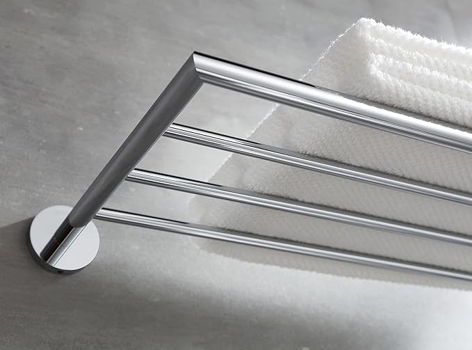 Towel Racks for Bathroom, Towel Shelf Wall Mounted, Modern Hotel Style Towel Bar, Single Towel Rack, Chrome, 26Inch, 077090-CR Leo Series