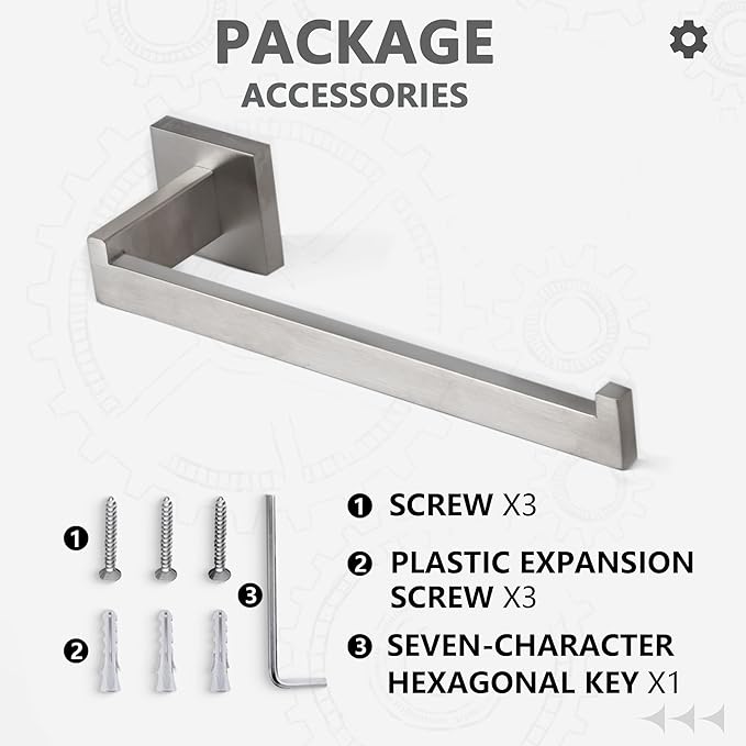 LANC Bathroom Hand Towel Holder Brushed Nickel Hand Towel Bar 10 Inche Right Side Square Towel Ring for Kitchen Bathroom Wall Mount Stainless Steel Modern Towel Racks Hanger, A8806BN