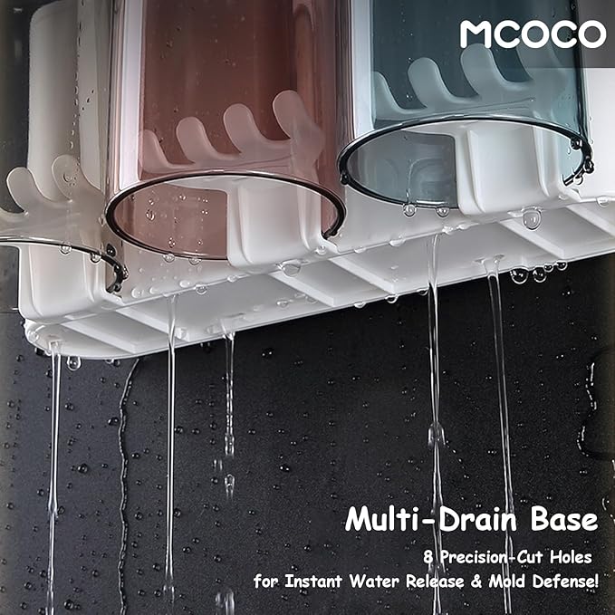 Toothbrush Holders for Bathrooms Wall Mounted Toothbrush Holder with 3 Large Storage Slot Tooth Brush Holder 3-Cup