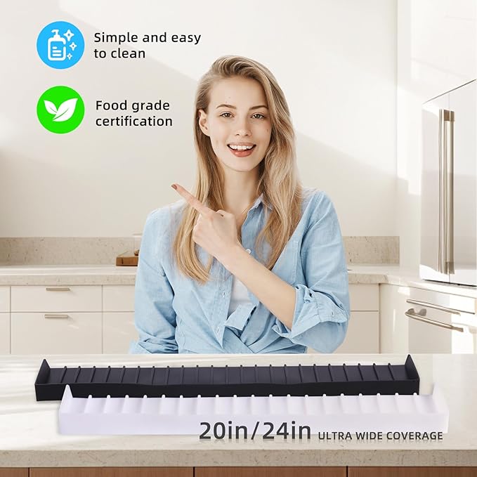 Kitchen Sink Splash Guard with Suction Cups, Kitchen Sink Mat, Non-Slip Silicone Sink Edge Protector, Water Splash Guard for Kitchen, Bathroom, Bathtub (Black, 4*20 in)