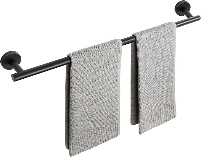 SAYAYO Black Towel Racks for Bathroom, 24 Inch Towel Bar Towel Rod Towel Holder Wall Mount SUS304 Stainless Steel (26 Inch Total Length)