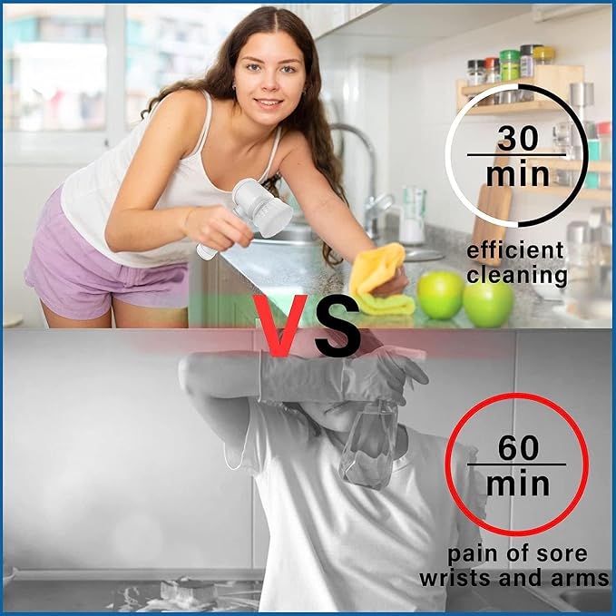 Multi-Functional Electric Cleaning Brush 5 in 1 Magic Power Scrubber Household Cleaning Tools Spin Scrubber with Buffer Polisher, for Bathroom, Shower, Tub, Kitchen Floor, Standard