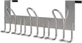 SKOLOO Over The Door Hooks - for Doors up to 1-3/4'' Thickness, Pack of 2, Metal Door Hanger with 9 Hooks, Over The Door Hanger for Coats, Hats, Towels, Silver