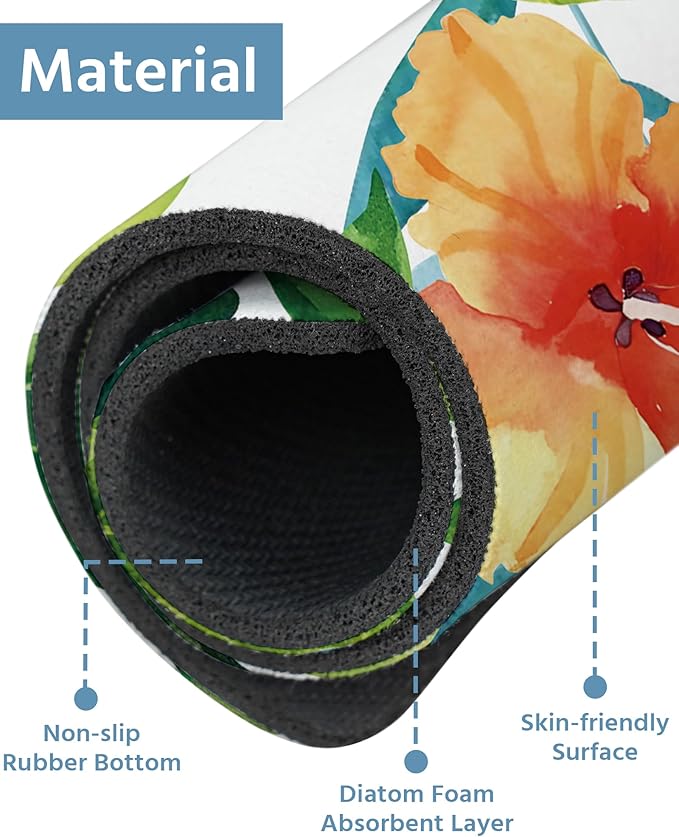 Patterned Sink Faucet Mat Kitchen Splash Guard Super Absorbent Drying Mat, Non-Slip Drain Pad for Kitchen Counter or Bathroom-24x5.5in
