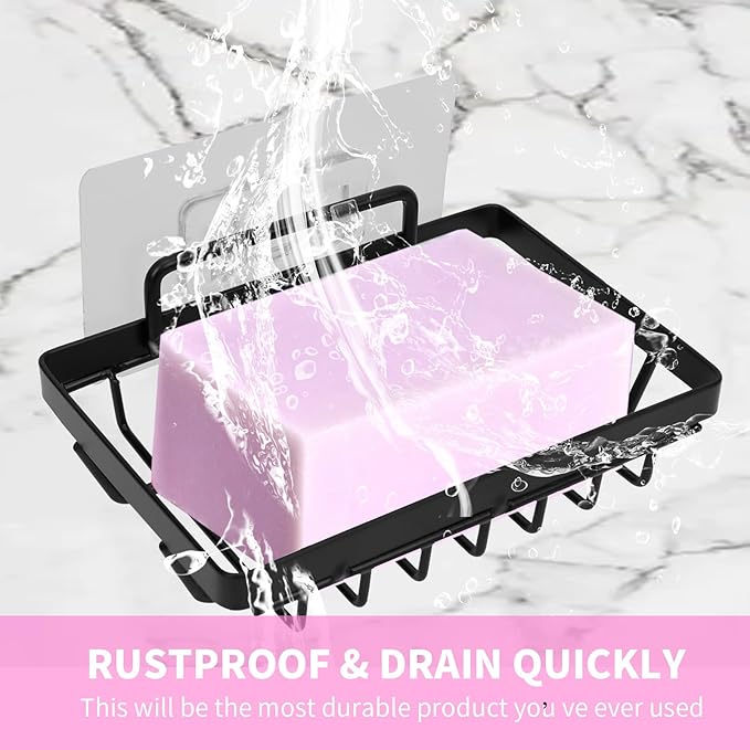 Soap Dish Holder No Drilling 304 Rustproof Stainless Steel Wall Mounted Soap Holder Tray Bar Sponge Holder for Bathroom & Kitchen