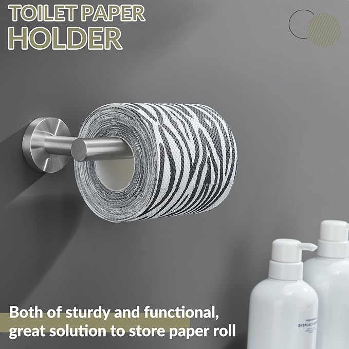 APLusee Brushed Nickel Toilet Paper Holder, 304 Stainless Steel Tissue Holder for Bathroom Wall, Heavy Duty Paper Roll Dispenser Wall Mounted