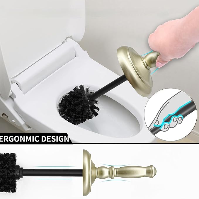 Metal Toilet Bowl Brush with Holder Premium Bathroom Cleaning Set Rustproof Hygienic Durable Elegant Finish