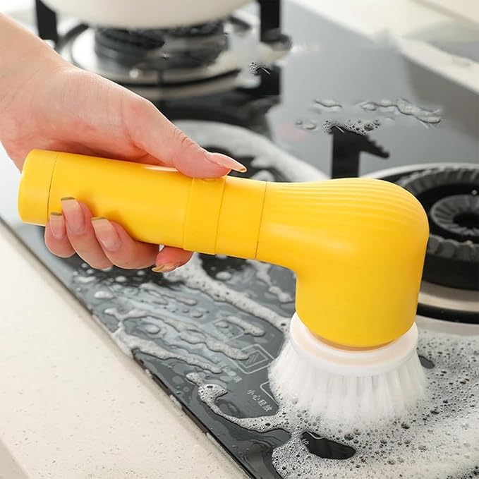Electric Spin Scrubber, Electric Cleaning Brush with 3 Replaceable Brush Heads, Rechargeable Electric Spin Scrubbers for Bathroom Floor&Kitchen Sink White
