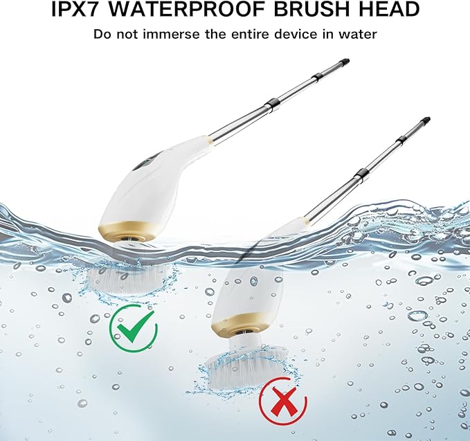Electric Spin Scrubber with 10 Replaceable Brush Heads, Extendable Handle Up to 59", 2 Speed Modes, Waterproof, Cordless Cleaning Brush, 2H Cleaning Time,Perfect for Home, Bathroom,Kitchen