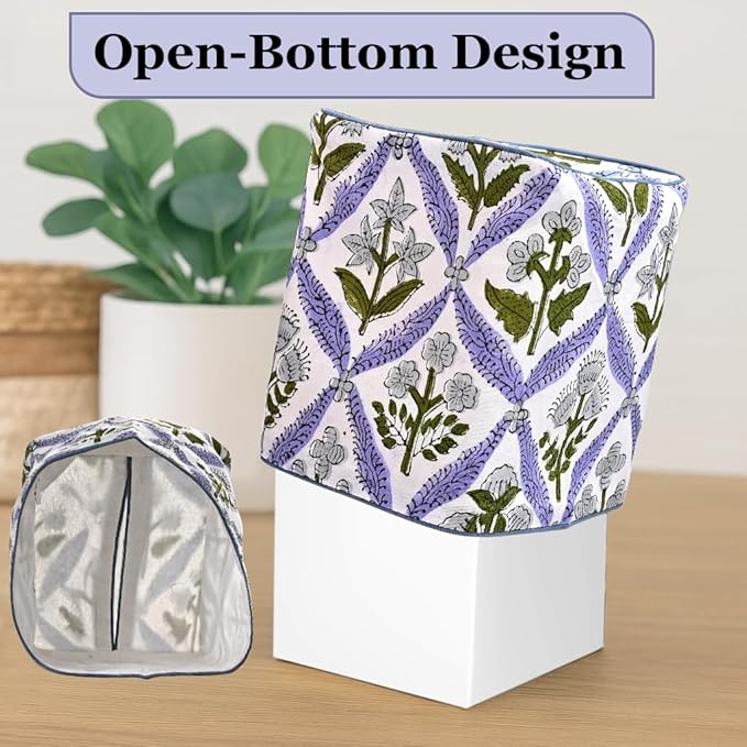 Ridhi Light Steel Blue Block Print Tissue Box Cover Handmade Cotton Fabric Decorative Square Napkin Holder for Home Bedroom Living Room Bathroom Vanity Countertop Car Night Stands Office Kitchen