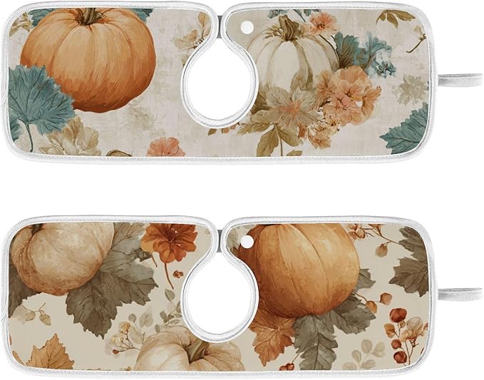 Sink Faucet Absorbing Mat Kitchen Sink Splash Guard Splash Faucet Drip Catcher for Bar RV Bathroom 14.9x5.5in Orange Thanksgiving Vintage Pumpkin