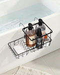 Rustproof Hanging Shower Caddy for Bathtub, Stainless Steel Shower Caddy for Tub Side, Hanging Shower Organizer Basket for Shampoo, Conditioner, Soap & Bath Accessories, Easy Install, Matte Black