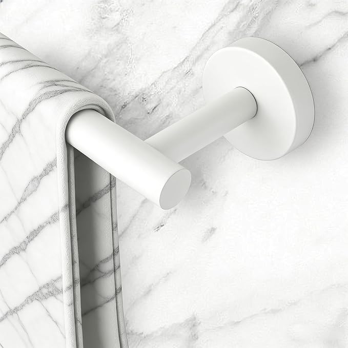 Newfun 24 Inch White Bathroom Towel Holder, 2Pcs Towel Racks for Bathroom Rod Classic SUS304 Stainless Steel Bathroom Towel Holder Wall Mounted