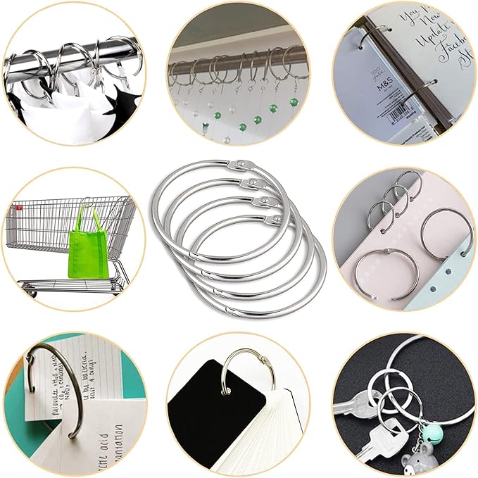 24 Pack Shower Curtain Rings, Rustproof Decorative Shower Curtain Hooks Metal Round Shower Ring Hooks for Bathroom Shower Rod (Nickel)