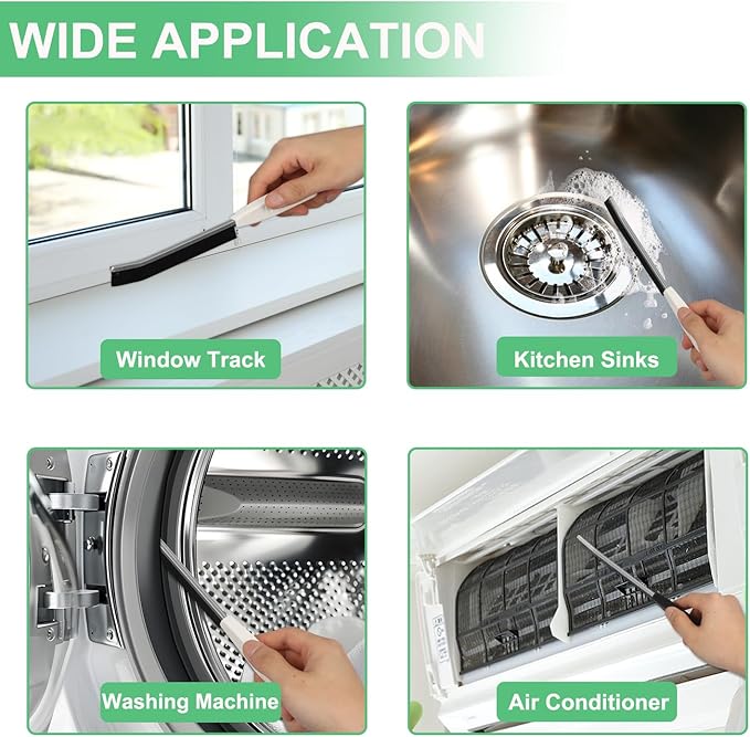 Crevice Cleaning Brush Hard Bristled, Grout Cleaner Brush, Multifunctional Thin Gap Scrub Brush, Bathroom Cleaner Tools for Household Use, Kitchen, Window, Toilet, Grout, Faucets(3PCS Frtosted White)