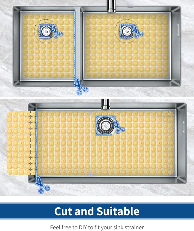 Bligli Sink Mat 2 Pack - 15.7x11.8 inch PVC Protectors for Stainless/Ceramic Sinks, Drain Mats (Brown)