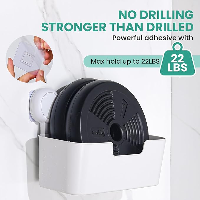 Shower Caddy, Organizer Removable Bathroom Shelf, 6 Pack Adhesive Organizers and Storage with No Drilling Hanging Shower Shelf, Removable Plastic Bathroom Accessories, White