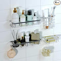 Shower Caddy Organizer with Hooks,Self Adhesive Bathroom Shelves,No Drilling Bathroom Organizers and Storage,Perfect for RV, Apartment, Home Decor,Silvery 4PCS