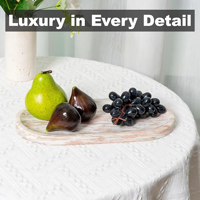 Koville Norway Natural Marble Tray, 12"x6" Vanity Decorative Tray for Countertop, Catchall Tray for Perfume, Candles, Jewelry Dish