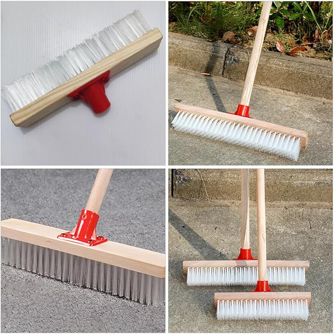 BESPORTBLE Long Handle Stiff Bristle Floor Scrub Brush 40cm Nylon Decking Brush for Patio and Bathroom Tile Cleaning Outdoor Heavy Duty Scrubber for Grout and Carpet Stain Removal