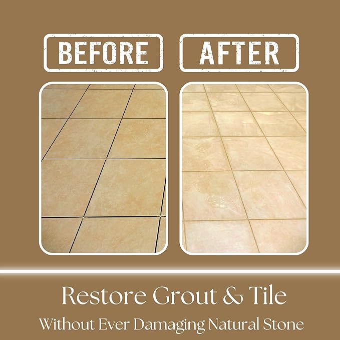 GEODE Natural Stone Grout Cleaner for tile floors - non-damaging, deep cleaner safe for Marble, Limestone, Travertine, Ceramic - Industrial Strength Tile, Stain Remover, Powerful Formula (Gallon)