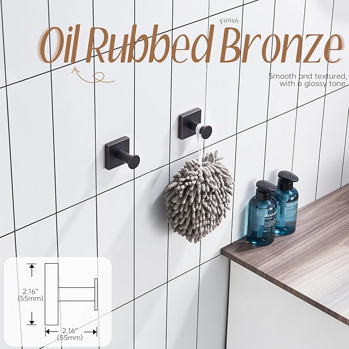 KOKOSIRI Robe Hooks Oil Rubbed Bronze Bathroom Shower Hook for Wall Closet Kitchen Hanging Towels Bathroom Hardware Stainless Steel 2 Pack, B1016ORB-P2