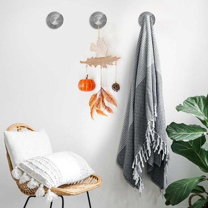 5 Pack Suction Cup Hooks for Shower, Suction Cup Towel Hooks for Bathrooms,Adhesive Wall Hook, SUS304 Waterproof Stainless Steel Hooks for Bathroom, Bedroom, Kitchen, Hotel and Office