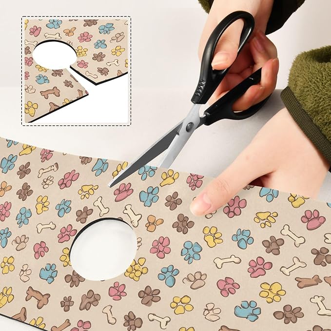 Yellow Paw Prints Bones Kitchen Sink Splash Guard Sink Faucet Mat Faucet Handle Drip Catcher Drain Mats for Kitchen Bathroom Countertop Absorbent Dish Drying Pad 2Pack 30x5.4IN