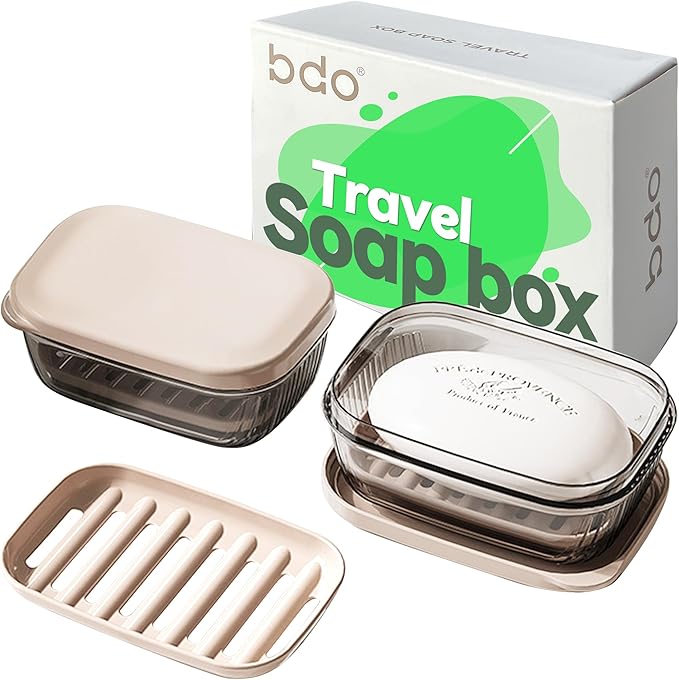 Travel Soap Case, Leakproof Soap Container with Lid, Portable Bar Soap Holder for Traveling, Transparently Soap Dishes for Bathroom, Shower, Gym, School, Camping, Vacation, Outdoor