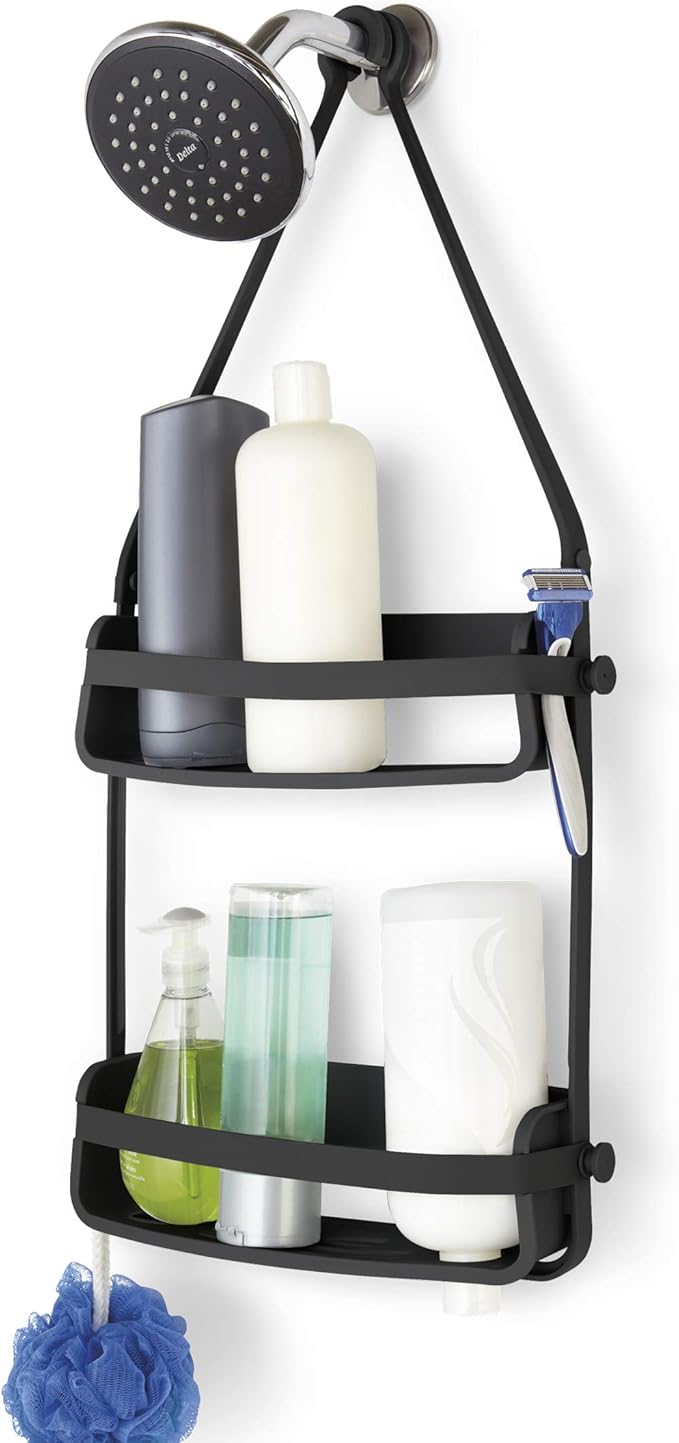 Umbra Flex Shower Storage Accessories with Patented Gel-Lock Technology Suction Cup, Black
