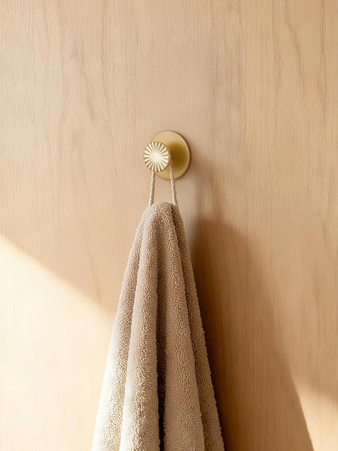 4 Pack Adhesive Coat Hooks for Bathrooms Gold Wall Robe Towel Hooks for Hanging Kitchen Decorative Heavy Duty Zinc Alloy