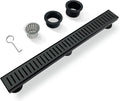 24 Inch Black Linear Shower Drain with Removable Capsule Pattern Cover Grate Accessories and SUS304 Stainless Steel CUPC Certificate (24 inch)