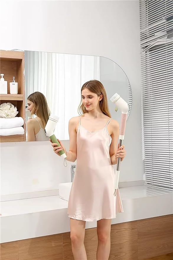 Cordless Power Scrubber, Electric Cleaning Brush with 7 Replaceable Brush & Djustable Stretchable Arm, Bathroom Shower Bathtub Glass Car Portable Electric Spin Scrubber Set