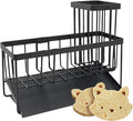 Black Stainless Steel Sponge Holder for Kitchen Sink with Rotating Drain Spout and High Brush Holder — Stainless Steel Sink Organizer for Sponges, Brushes, Soap and Bottles, Includes 2 Bear Sponges